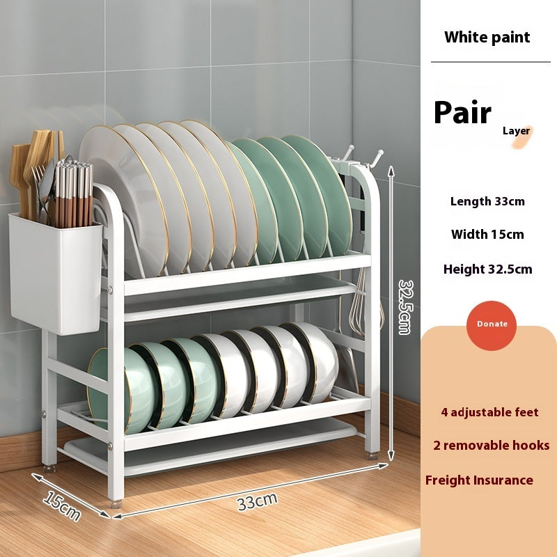 Kitchen Plate Storage Rack with Two Tier