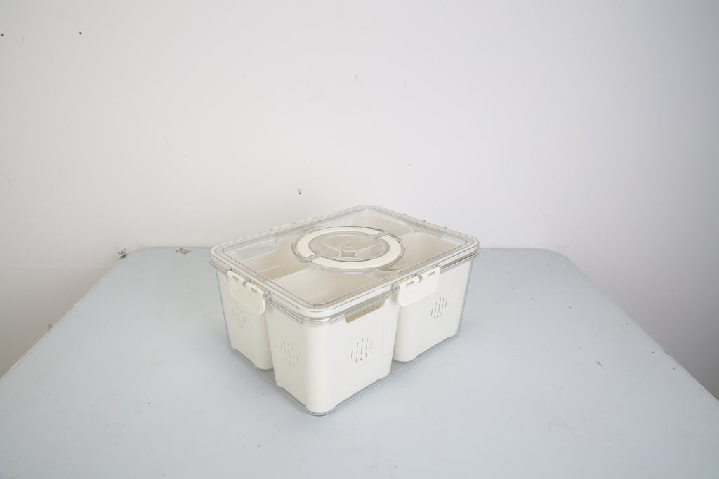 2Pack Airtight Fruit Storage Containers 4 Compartment Food Storage Containers Fruit Vegetable Organizers With 8 Removable Colanders For Fridge Picnic