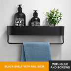 Aluminium Storage Bathroom Organizer Shelf Wall Mount Towel Rack Without Drilling Home Kitchen Corner Mounted Storage