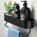 Aluminium Storage Bathroom Organizer Shelf Wall Mount Towel Rack Without Drilling Home Kitchen Corner Mounted Storage