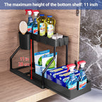 Modern Pullable Bottom Drawer, Pull Out Organizer 2 Tier ,Kitchen Organizer ,Slide Out Sink Shelf Cabinet Storage Shelves, Storage for Kitchen Bathroom Multipurpose Use