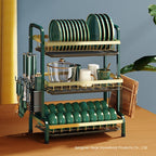 Dish Drying Rack: 3 Tier Dish Racks for Kitchen Counter and Sink | Large Dish Drying Rack with Drainboard & Utensil Holders - Carbon Steel | Elegant Design |  Dish Drainers Kitchen Organization and Storage
