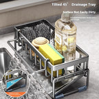 Carbon Steel Self-Drain Kitchen Sink Organizer Shelf Sink Caddy Sponge Holder Rustproof Under Home Carbon steel Metal Towel Storage Rack