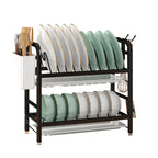 Large-Capacity Vertical Tableware Storage Rack -2Tier Detachable Draining Rack for Daily Dish Storage Made of Carbon Steel Metal