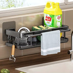 Kitchen Sponge Holder with Water Tray, 2 Tier Sink Caddy Organizer, Sink Box Dish Scrubber Holder, Soap Tray for Kitchen Counter Accessories & Storage Home Wall-mounted Sink