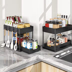 Modern Pullable Bottom Drawer, Pull Out Organizer 2 Tier ,Kitchen Organizer ,Slide Out Sink Shelf Cabinet Storage Shelves, Storage for Kitchen Bathroom Multipurpose Use
