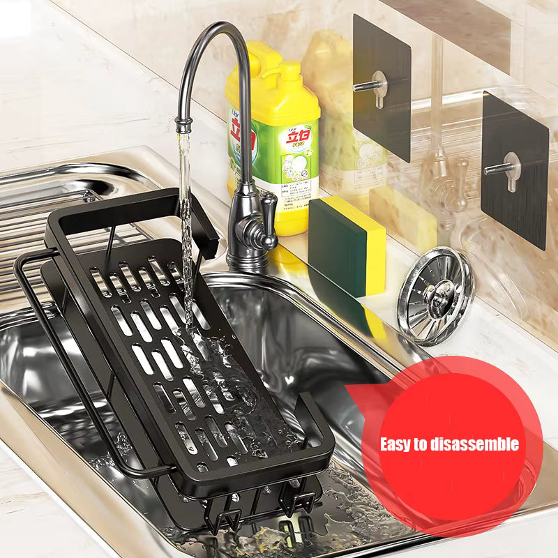 Kitchen Sponge Holder with Water Tray, 2 Tier Sink Caddy Organizer, Sink Box Dish Scrubber Holder, Soap Tray for Kitchen Counter Accessories & Storage Home Wall-mounted Sink Artifact