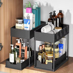 Modern Pullable Bottom Drawer, Pull Out Organizer 2 Tier ,Kitchen Organizer ,Slide Out Sink Shelf Cabinet Storage Shelves, Storage for Kitchen Bathroom Multipurpose Use