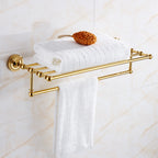 European-style Golden Bath Towel Rack Bath Towel Bar for Bathroom- Copper Made, Hotel Style Towel Hanger