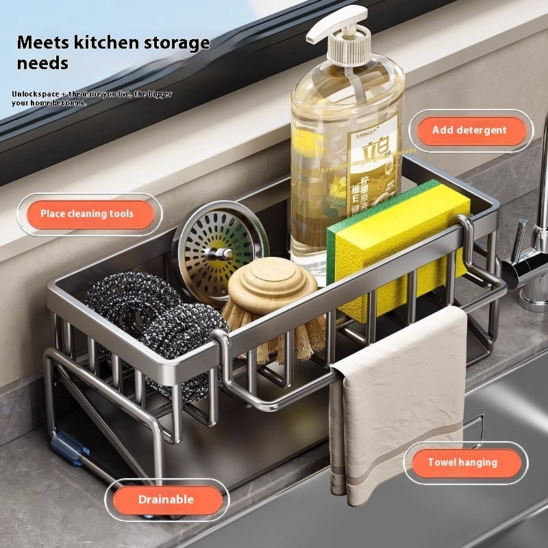 Kitchen Sink Caddy Organizer, Sponge holder, Rag Draining Rack, kitchen sink organizer
