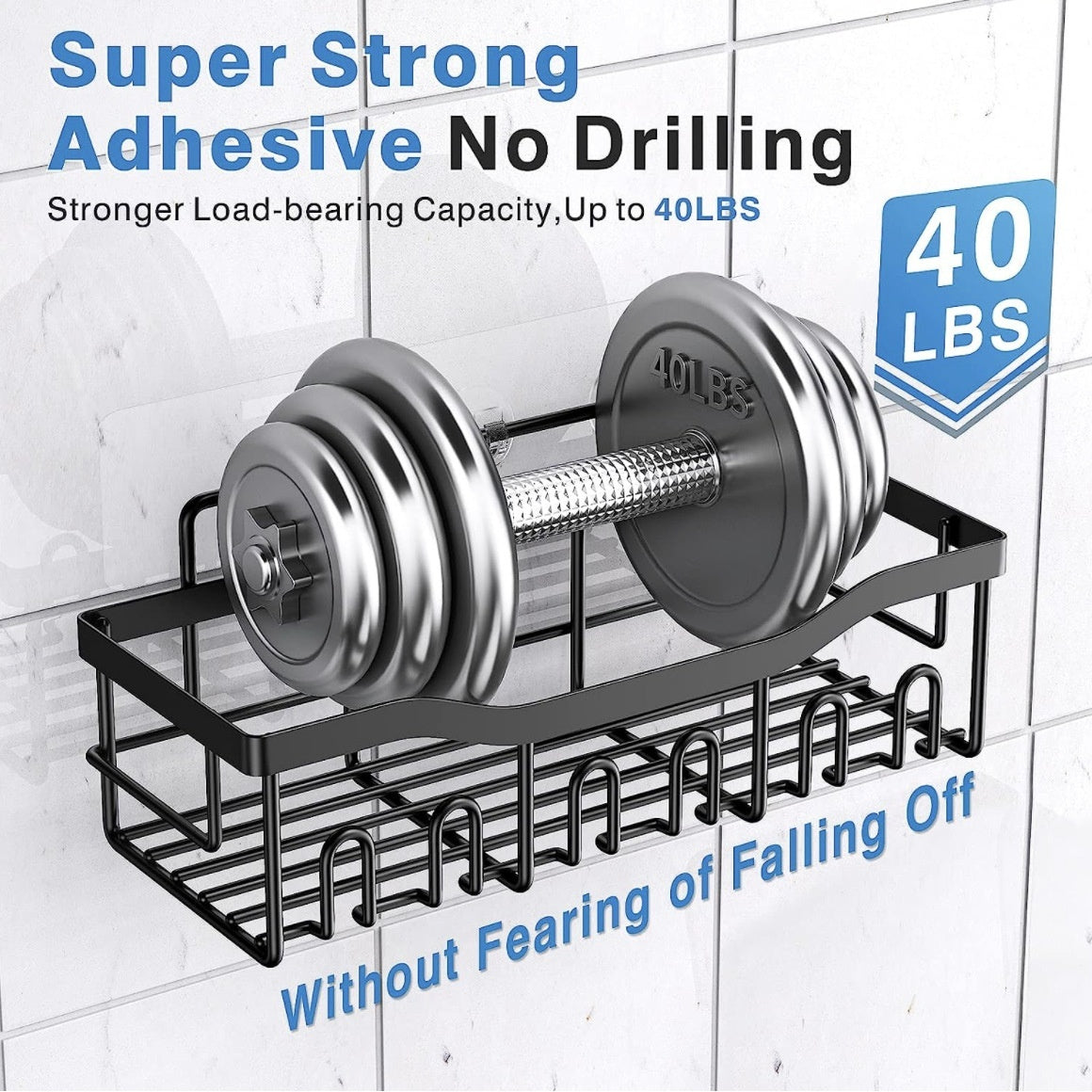 Adhesive Shower Caddy, 5 Pack Rustproof Stainless Steel Bath Organizers With Large Capacity, No Drilling Shelves for Bathroom Storage & Home Decor-XL Size