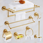 European-style Golden Bath Towel Rack Bath Towel Bar for Bathroom- Copper Made, Hotel Style Towel Hanger