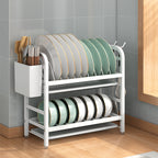Large-Capacity Vertical Tableware Storage Rack -2Tier Detachable Draining Rack for Daily Dish Storage Made of Carbon Steel Metal