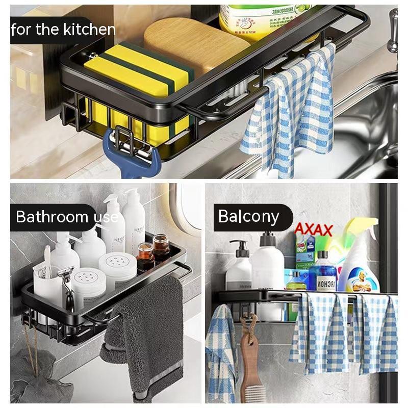 Kitchen Sponge Holder with Water Tray, 2 Tier Sink Caddy Organizer, Sink Box Dish Scrubber Holder, Soap Tray for Kitchen Counter Accessories & Storage Home Wall-mounted Sink Artifact