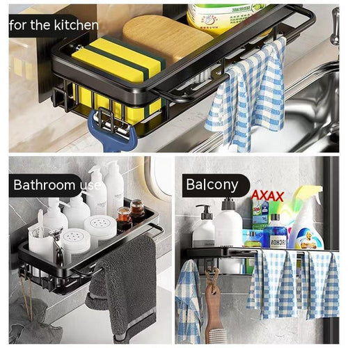 Kitchen Sponge Holder with Water Tray, 2 Tier Sink Caddy Organizer, Sink Box Dish Scrubber Holder, Soap Tray for Kitchen Counter Accessories & Storage Home Wall-mounted Sink Artifact
